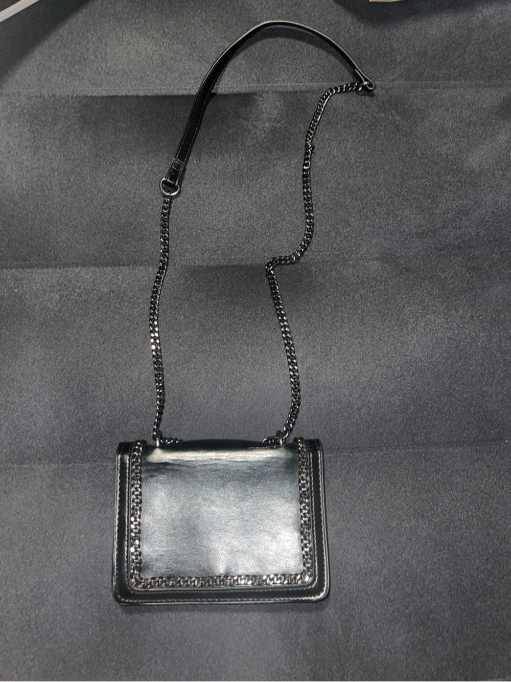 Black Leather Chain-Handle Crossbody Bag - Women